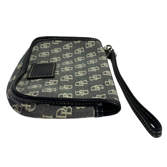 Dooney Bourke Black/Ivory Leather Trim Pouch Bag Wristlet Duck Logo EUC - Picture 5 of 10